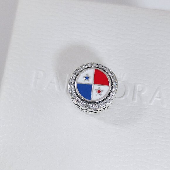 Pandora Panama Flag Bead Charm Bracelet Pendant S925 Silver with box - Picture 3 of 8